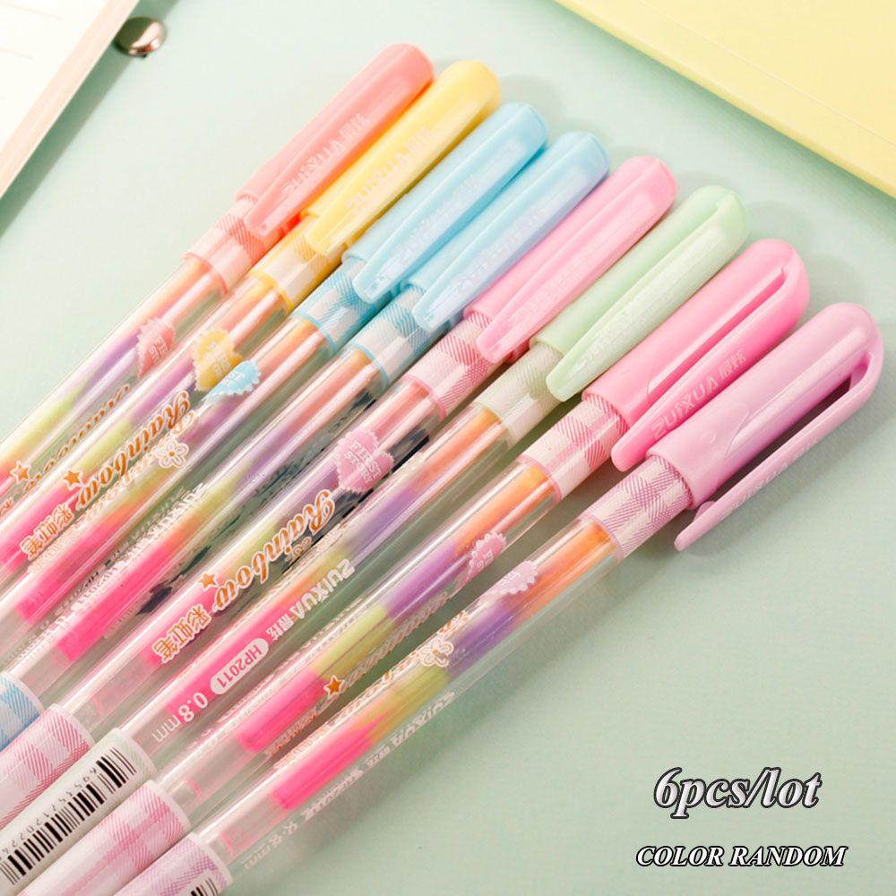 

6PCs 6 In 1 Art Marker Pastels Colorful Ink Rainbow Color Color Pens Gel Pen Gouache