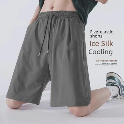 Herren Casual Schwarze Eisseide Sportshorts - Leicht & Locker Geschnitten