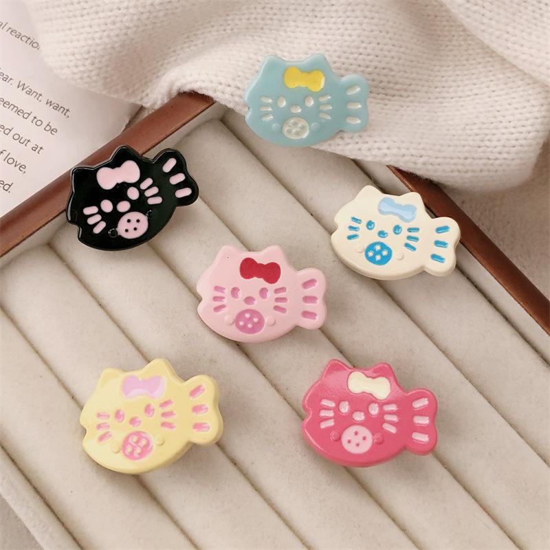 2 szt. Kreskówkowy Słodki Łuk Boczne Złamane Włosy Grzywka Klips Urocza Mała Rybka Kociak Nakrycie Głowy Dziewczynki Dzieci Akcesoria do Włosów