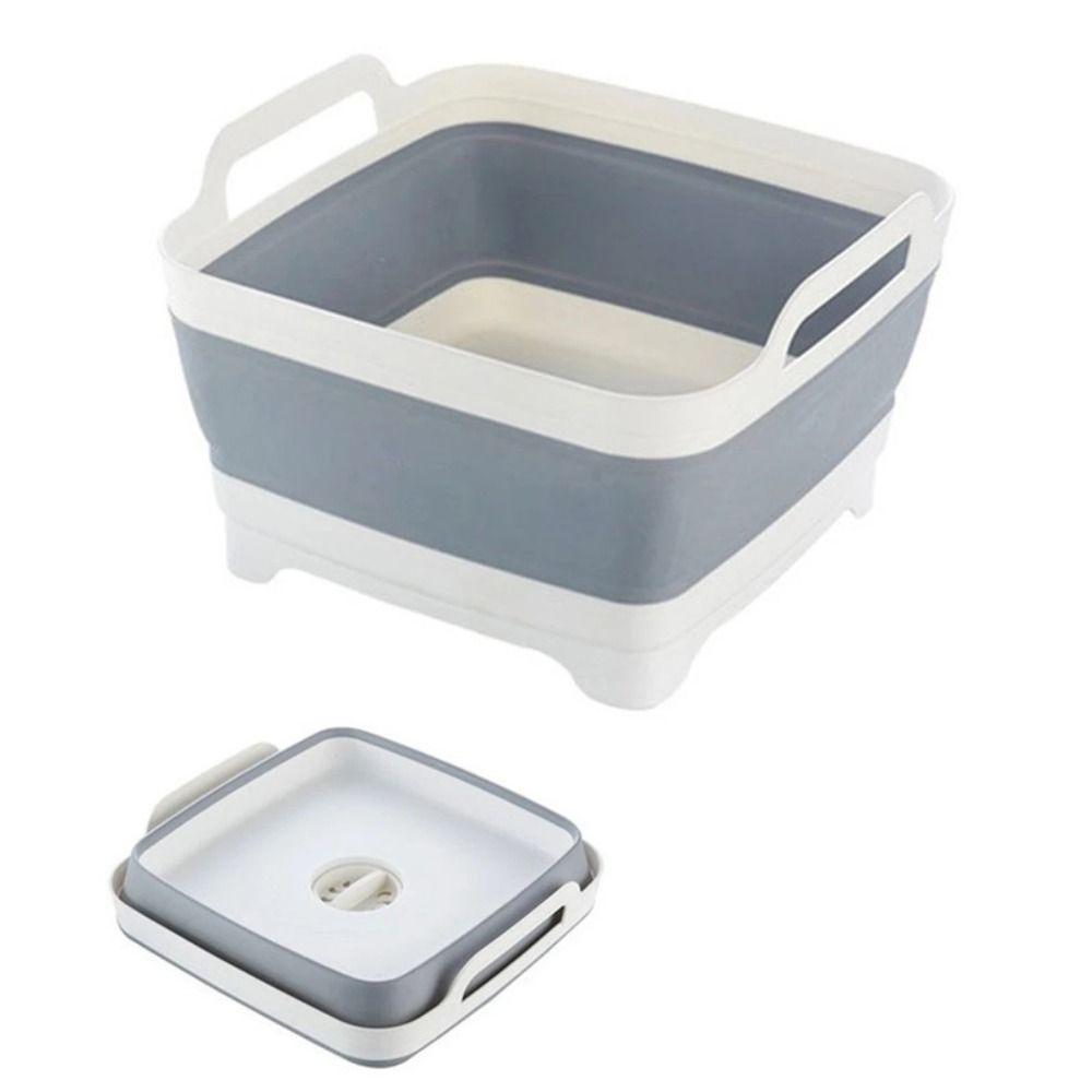 With Drain Plug Folding Wash Basin Foldable Kitchen Storage Tray Portable Storage Basket Fruit