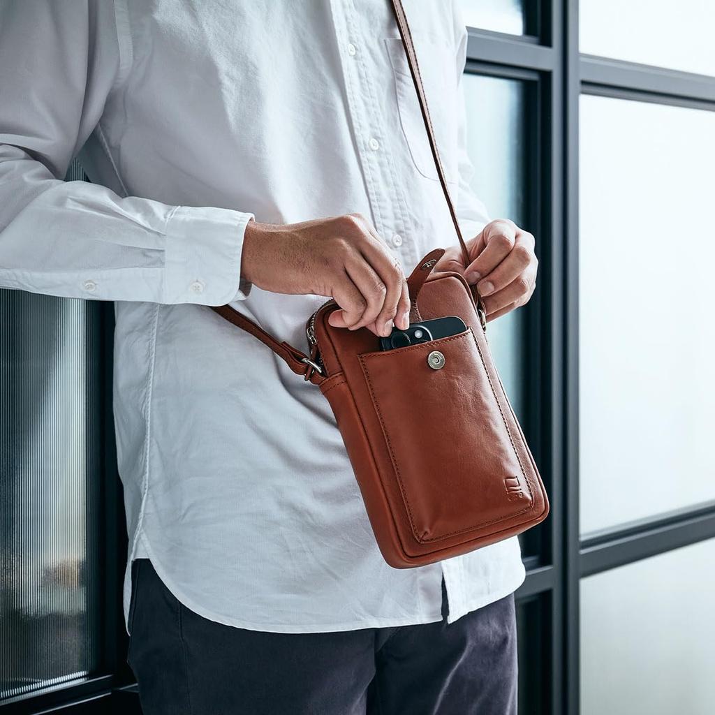 Epe Herren Mini Umhängetasche mit Smartphone-Fach, Beliebt und Stilvoll Echtes Leder (Marine)