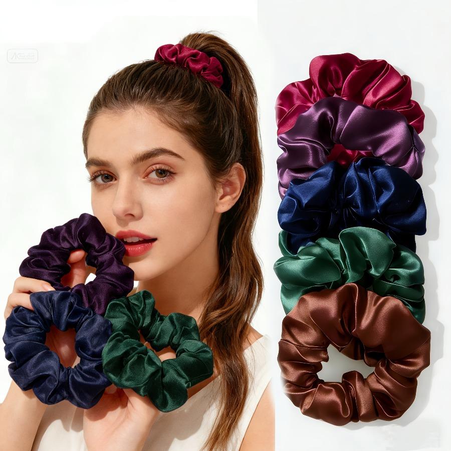11 Pezzi Elastici per Capelli Eleganti in Raso Colore Profondo Vintage Facili Senza Cuciture