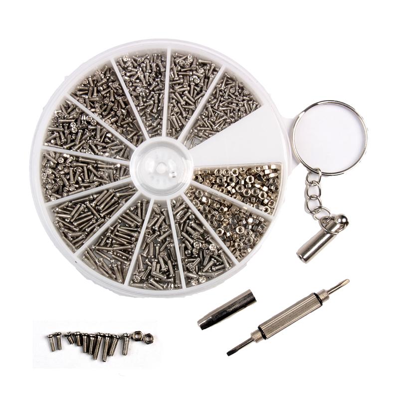 1000Pcs/lot M1-M1.6 Stainless Steel Screws +1PC Screwdriver Micro Mobile Phone Glasses Screws And Nuts Boxed DIY