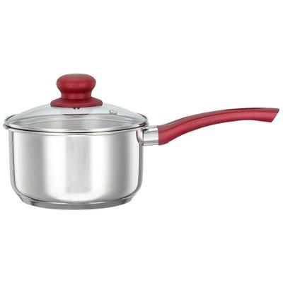 Stainless Steel Heavy Bottom Sauce Pan with Glass Lid|Three Layer Impact Forged Bottom for Durability|Premium Look with Soft Touch Handles&Knob