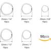 50 Pack Key Rings, 20/25/28/32/35MM Key Ring Key Ring Stainless Steel