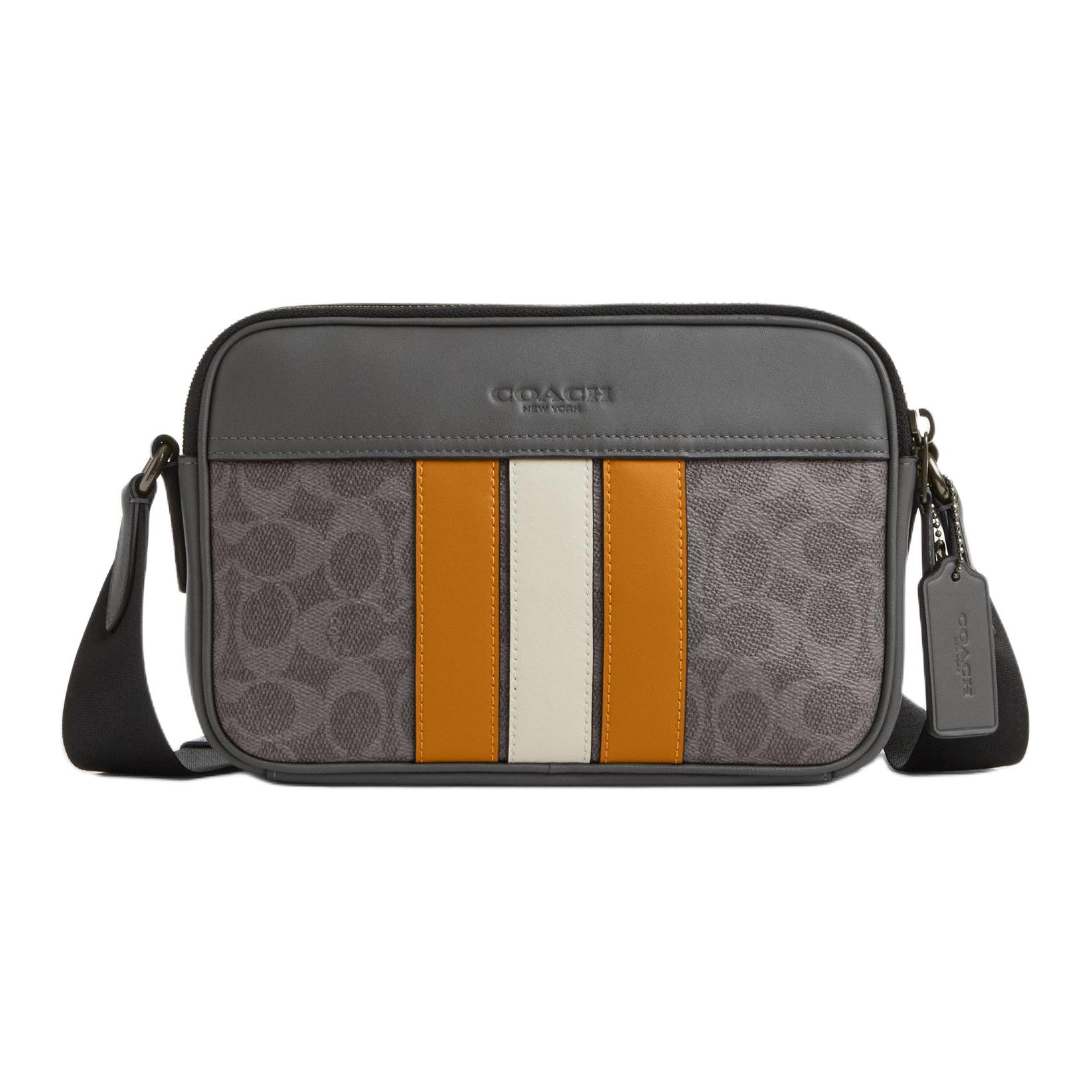 

Coach Graham 23 Varsity Stripe Logo Print Camera Bag Women Shoulder Bag Gray CCG30-QBYFF Basic Set (Bag+Dust Bag)