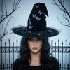 Black Halloween Witch Hat Velvet Halloween Black Cap Butterfly Wizard Cap  Halloween Party