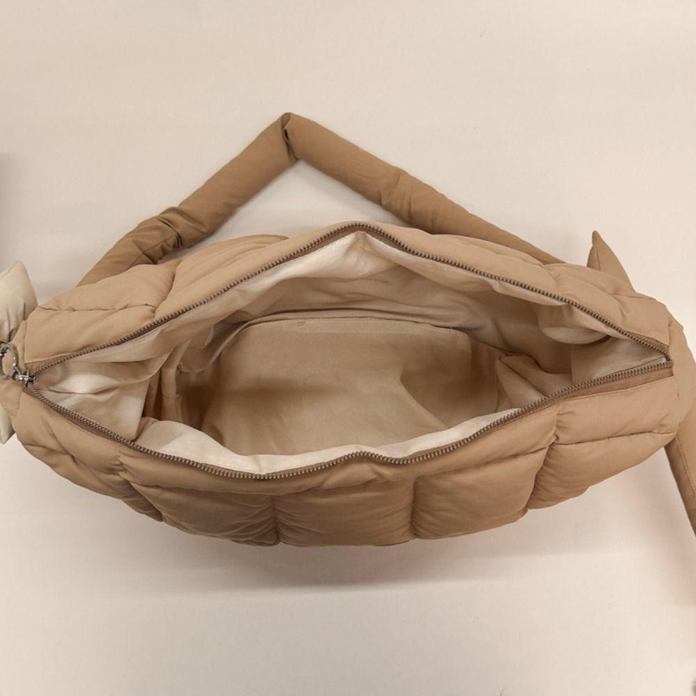 Korean Style Puffer Cloud Shoulder Bag Bow Pendant Dumpling Bag Casual Nylon Quilted Handbag  Daily