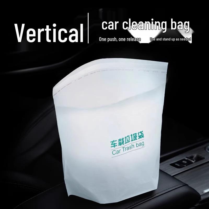 Self-Standing Disposable Car Trash Bag with Adhesive for Interior Use
