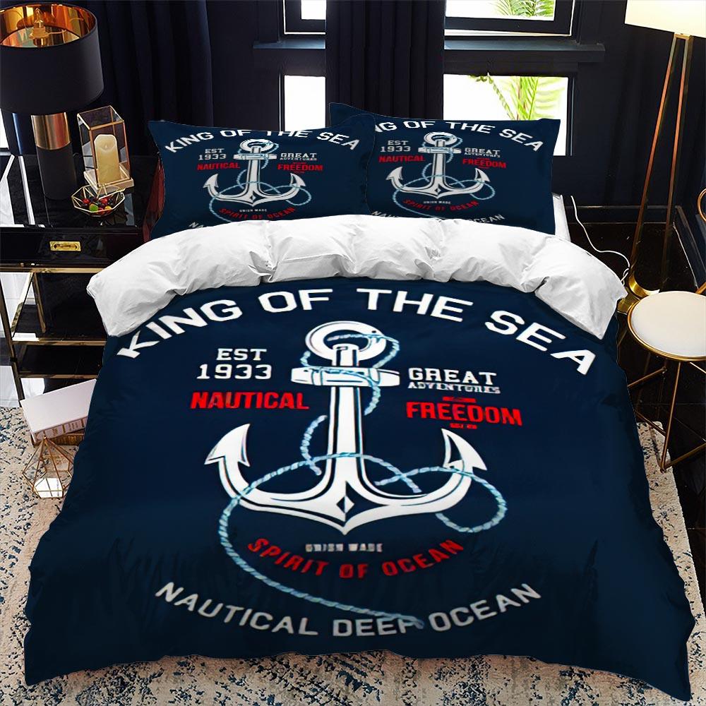Nautical Series Duvet Cover Set Queen Calico Twin Size Comforter Bedding Set Single Complete Set Teens Adults Microfiber Single