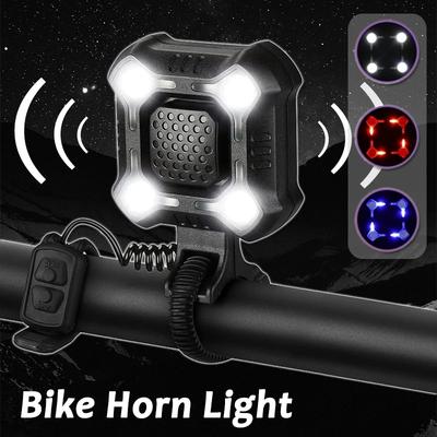 Bike Bells Light 2 In 1 Bicycle Horn with Lamp 140DB LED Headlights USB Rechargeable Lighting Bells Bicycle Accessories