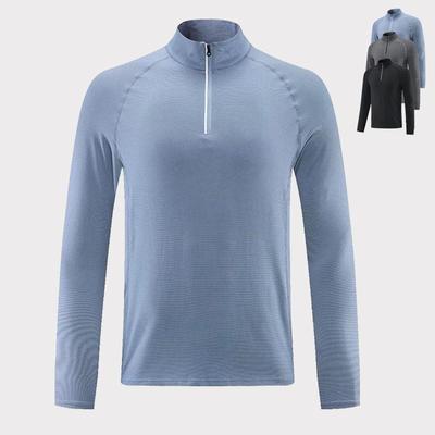 Men's Half-Zip Breathable Sweat-Absorbing Long Sleeve Sports T-Shirt for Running & Training