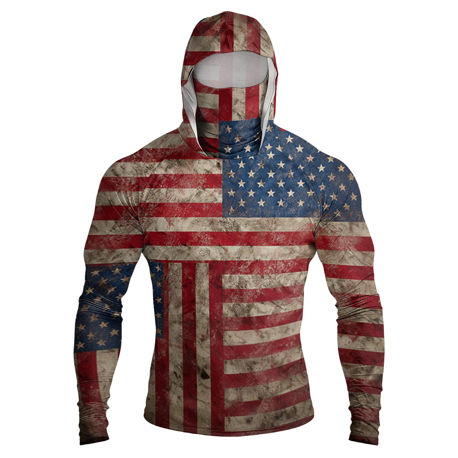 

Men s Casual Raglan Sleeve Hooded Long Sleeve Sun Protection Shirt with Graphic Print Suitable for Outdoor Activities and Daily Wear L
