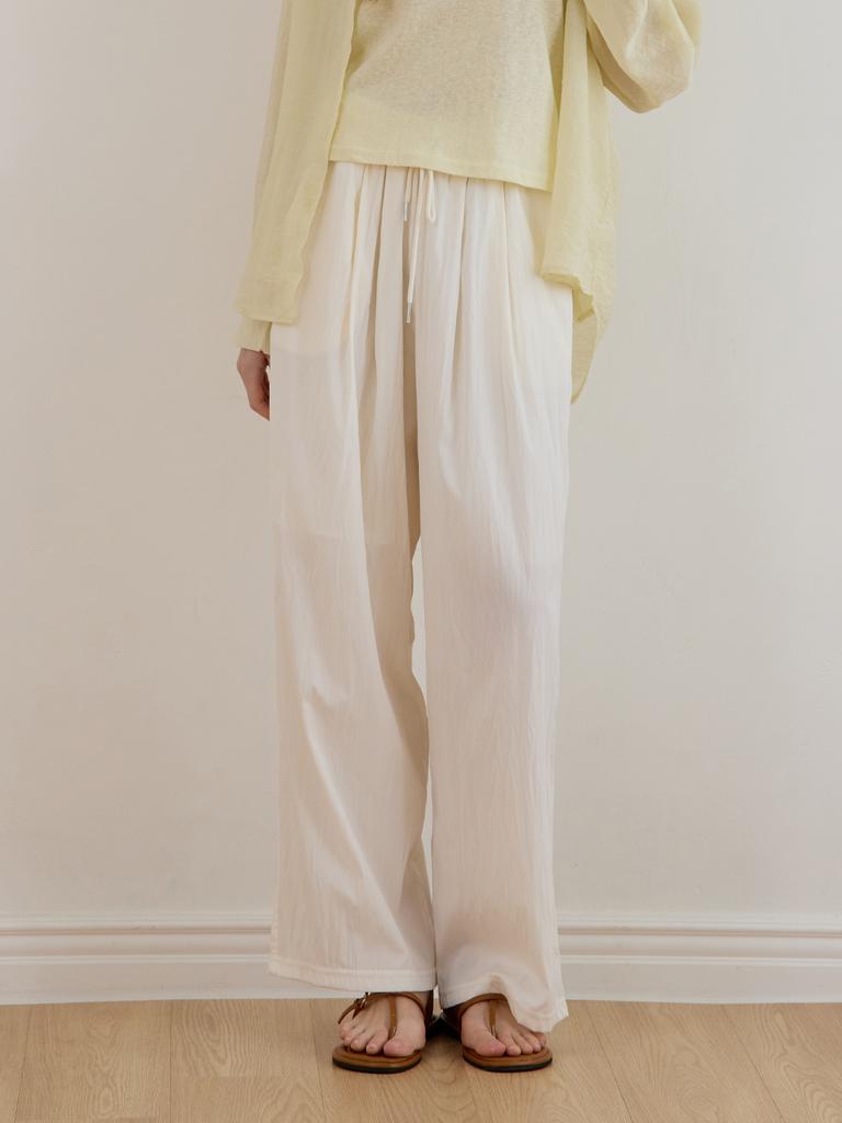 LE STUDIO Obi Cover Pintuck Summer Pants Ivory