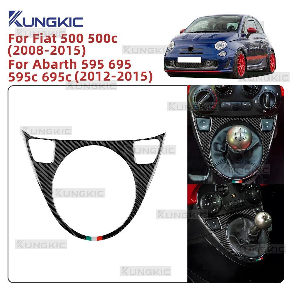 Echte Weiche Kohlefaser Für Abarth 595/695/595C/695C 2012-2015 Für Fiat 500 2008-2015 AT MT Auto Schaltknauf Aufkleber Dreifarbige Zierleiste