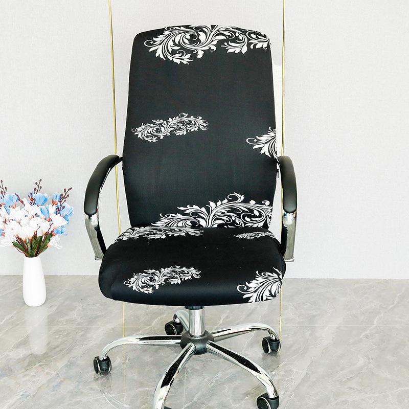Stretch Spandex Printed Milk Silk Office Chair Cover with Zipper Removable Anti-dirty Computer Rotating Chair Protector