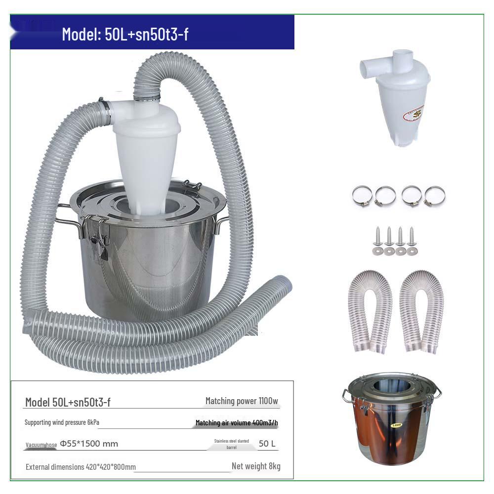 SN Brand 50mm Cyclone Dust Collector with Stainless Steel Bin for Versatile Dust Removal