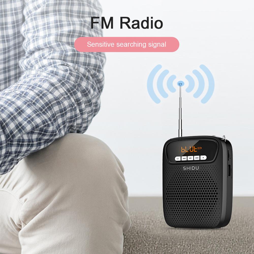 SHIDU 15W Rechargeable Portable Bluetooth Voice Amplifier for Teacher Wired Microphone FM Radio AUX Audio Recording Speaker S278