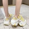 Fashion Women Platform Breathable Leather Shoes New Autumn Chunky Sneakers 7CM Wedge Hidden Heels Leisure Sports Casual Dad Shoes Woman