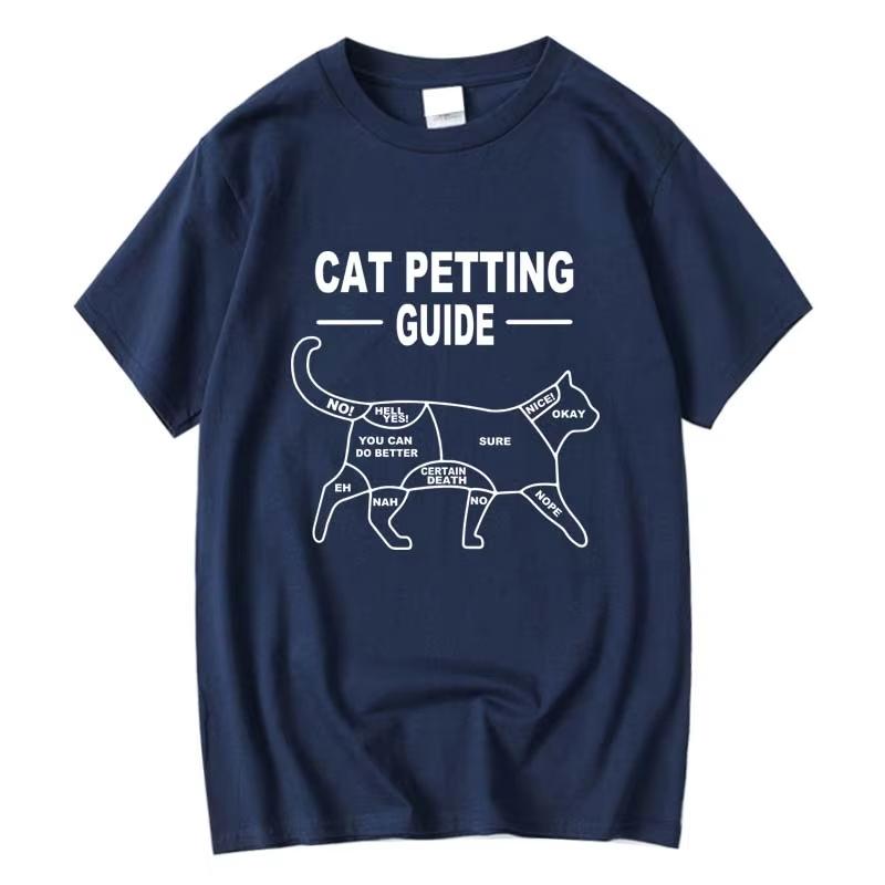 Katzen streicheln Anleitung Grafik T-Shirt Unisex Unisex Lustig Katzenliebhaber Humor Aufdruck Lässig Kurzarm Rundhals Streetwear T-Shirt