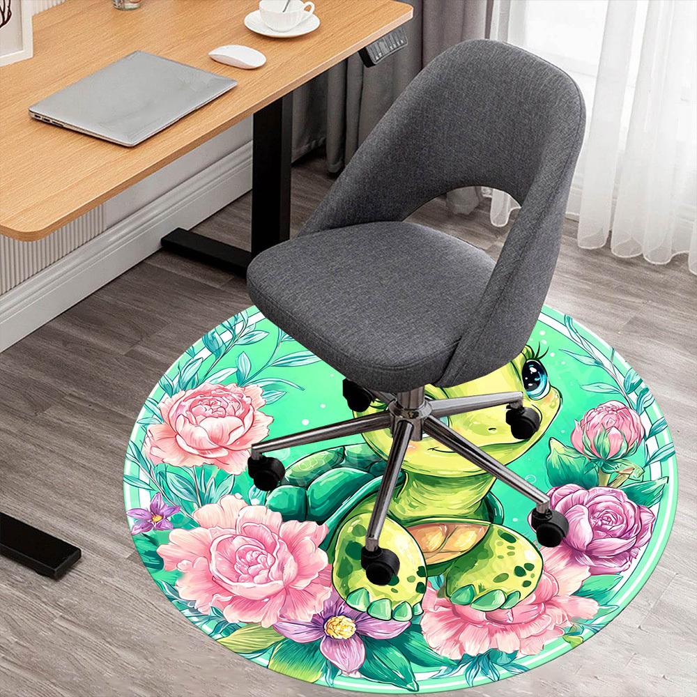 

1PC turtle flowers Office Round Area Rug, Under Office Chairs Bedroom Living Room Home Decor, Carpet for Office -1110131 80cm by 80cm