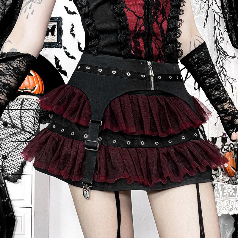 AltGoth Gothic Hotsweet Camisole Damen Vintage Ästhetik Y2k E-Girl Hipster Spitze Patchwork Neckholder Crop Tank Tops Cosplay Kleidung
