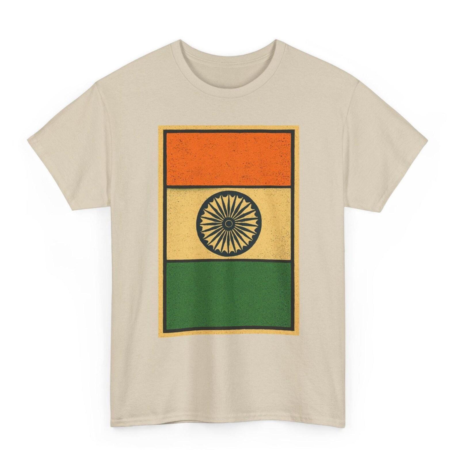 India Flag T-Shirt | Retro Indian Pride Tee | South Asia Heritage Shirt S