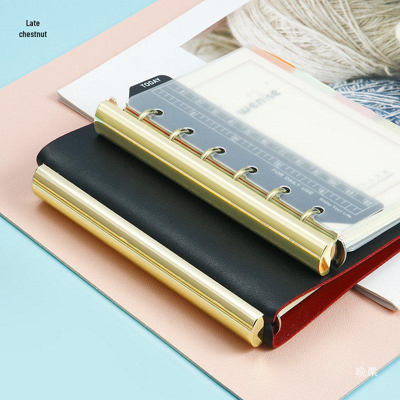 A7 6-Hole Loose-Leaf Planner with Detachable Metal Back Cover and O-Ring Binding Clip