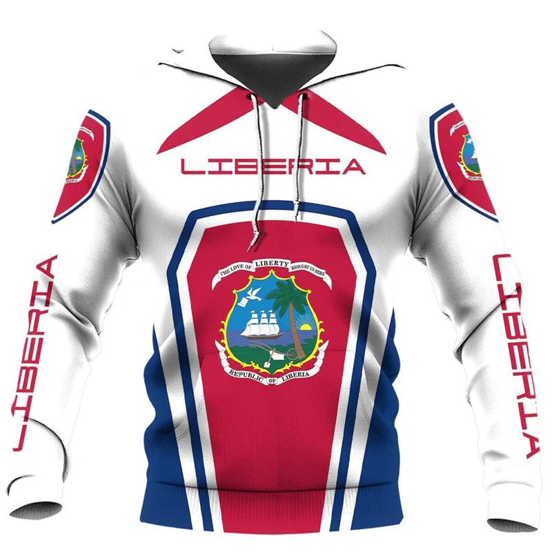 

Весна Осень Новая Мода Принт Флага Либерии Толстовки Уличный Хип-Хоп Узор Толстовки с Капюшоном y2k Худи Пуловеры с Длинным Рукавом 6XL