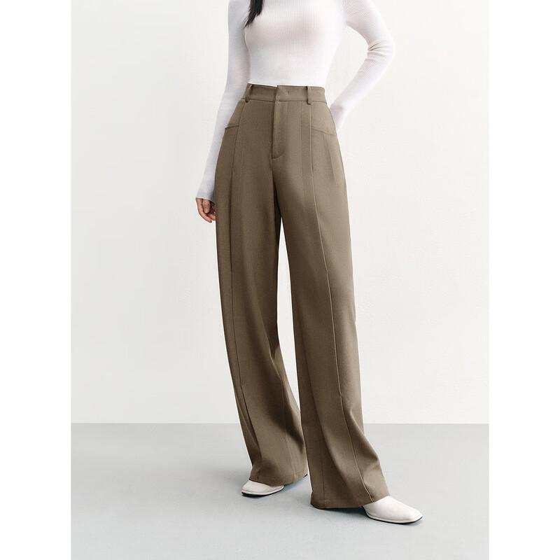 

PEACEBIRD Women s Autumn High-Waisted Pleated Wide-Leg Pants M