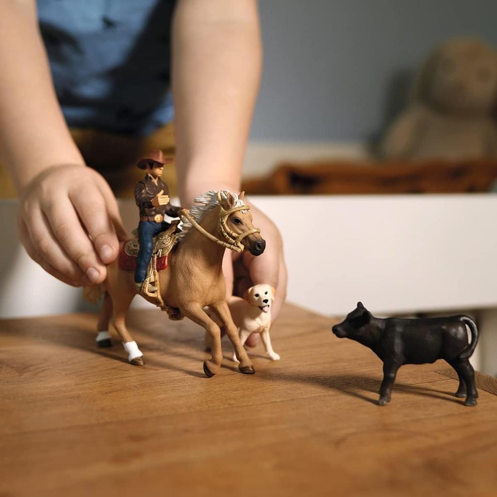 SCHLEICH Farm World Western Riding Playset - 42578, Realistic Toy Horse Figurine for Kids 3+