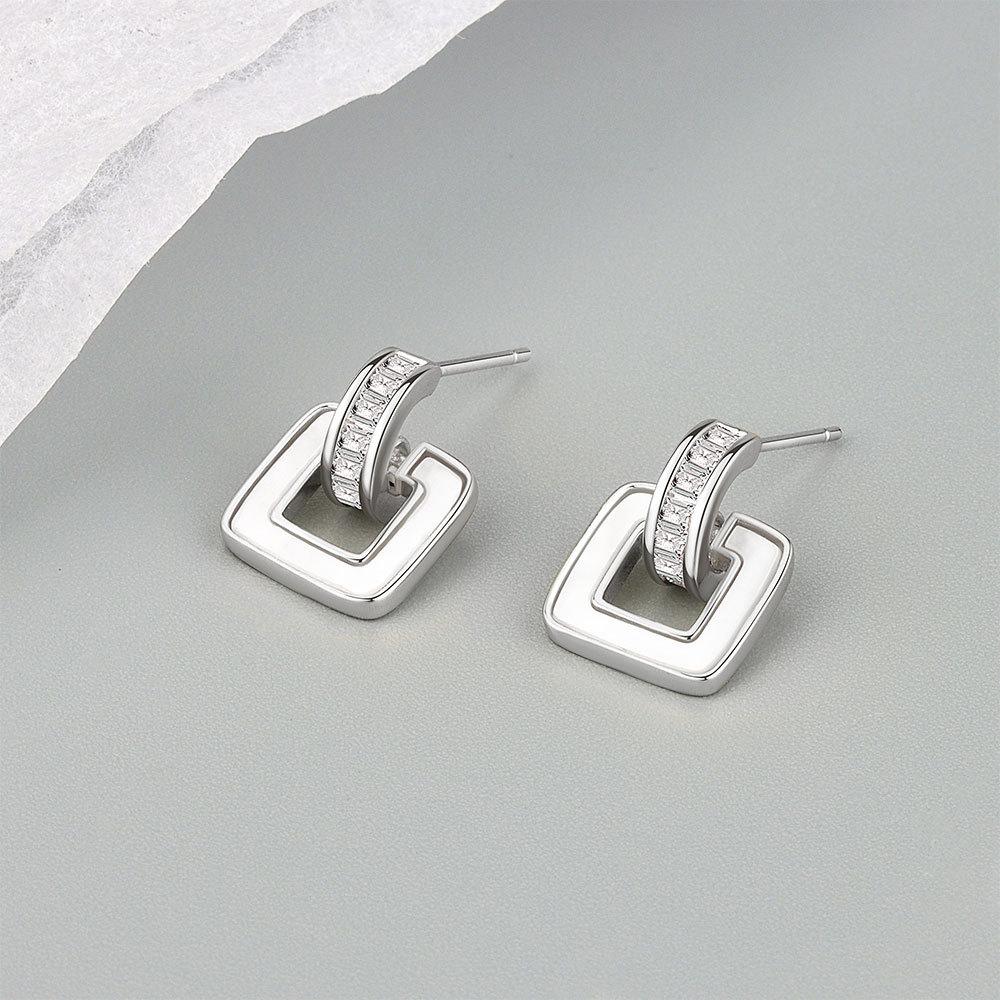 S925 Silver Shell Stud Earrings With Zircon Simple Elegant Girly Versatile Drop Earrings For Women Fashion Jewelry
