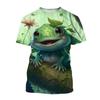 Summer Men 3d Printed Cute Animal Funny Frog Pattern T-Shirt Fashion O Collar Short Sleeve Loose Fun Plus Size Comfortable Top