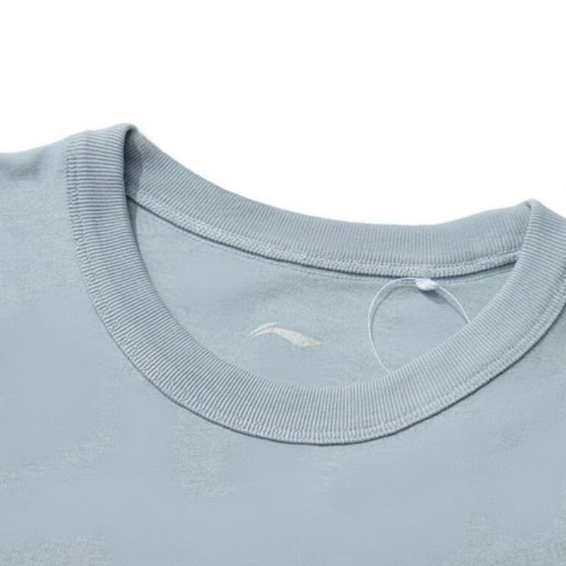 Lining Dazzling Star Print Round Neck Short Sleeve Striped Solid Color Comfortable Shorts Casual Sports Suit Unisex Suit AHSU969-1+YAPV001-1