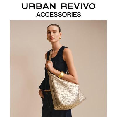 URBAN REVIVO Women's Metallic Woven Shoulder Crossbody Bag