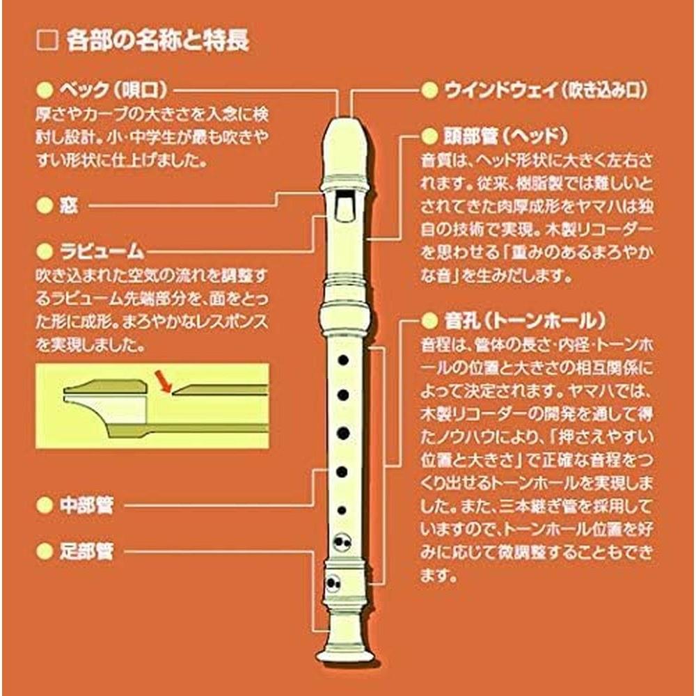 YAMAHA ABS Resin Soprano Baroque Recorder YRS-302BIII Set Antibacterial Cap