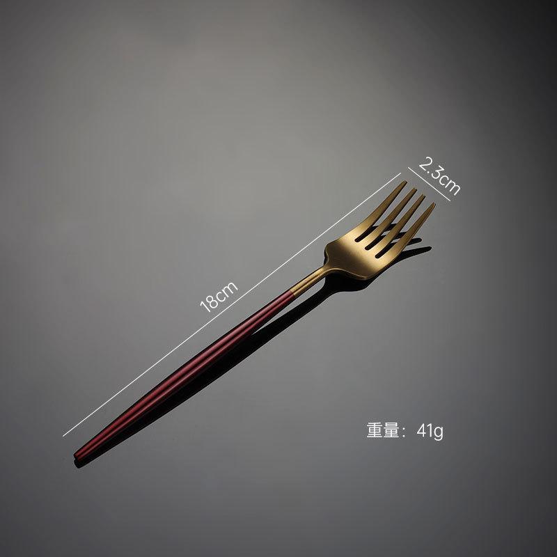 304 Stainless Steel Portuguese Knife and Fork Spoon Titanium-plated Gold Thick Western Tableware Paint Handle Wedding Gift
