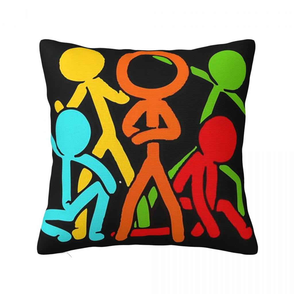 Five Stick Figures Alan Becker Gaming Square Pillowcase Cushion Cover Pillow Case Throw Pillow Cover for Home Bedroom Car