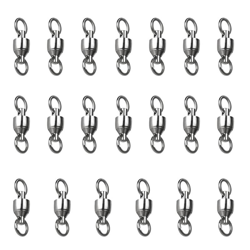 20Pcs Stainless Rolling Swivels Bearing Fishing Swivels Line Connector Barrels Swivels Connectors Fishing Accessory