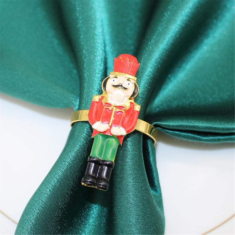 Elegant Holiday Dinner Napkin Rings Nutcrackers Design Alloy Metal Christmas Decors Elegant Alloy Napkin Holders