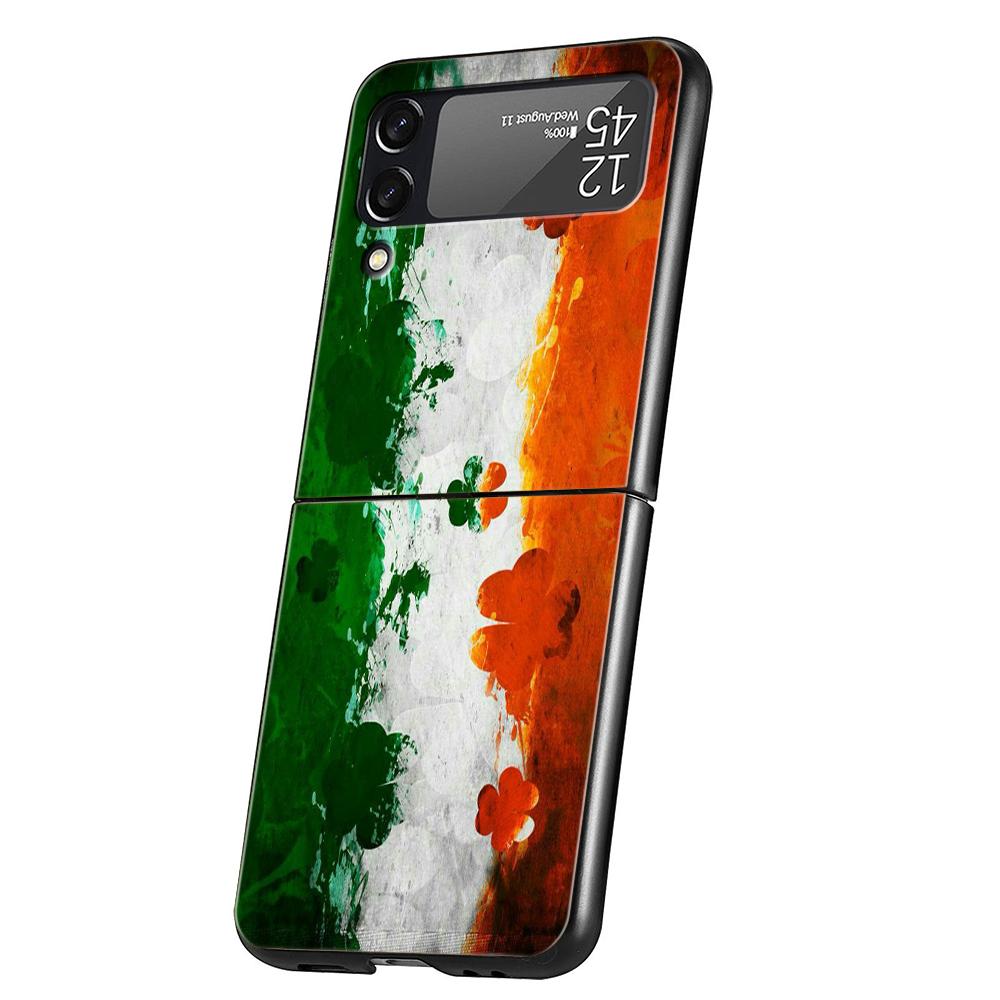 Ireland Flag Phone Case For Samsung Galaxy Z Flip 3 4 5 6 7 Hard Black Folding PC For Samsung Z Flip3 Flip4 Flip5 Cover