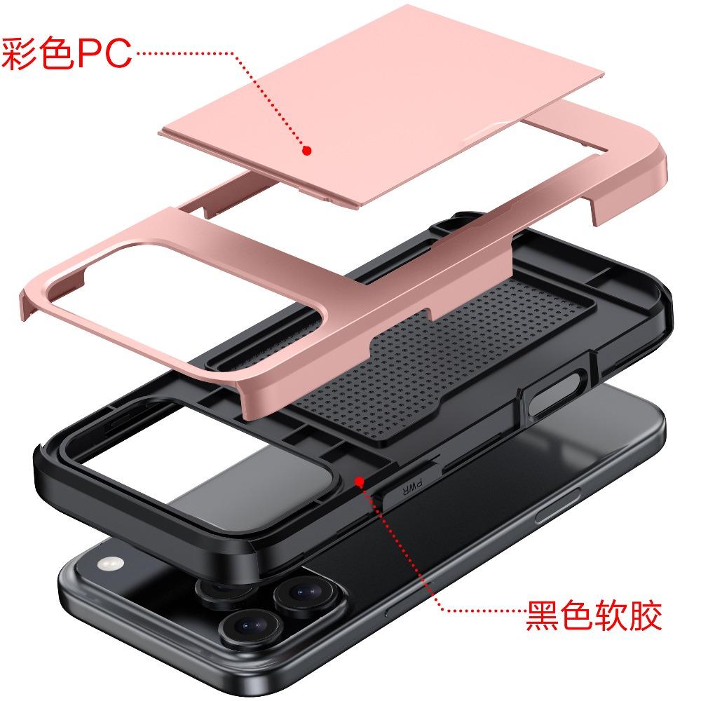 Per iPhone 17 Pro Max 17Air 16 Plus 15 Pro 15 14 13 12 11 Portafoglio Porta Carte Slot a Scorrimento Cover Protettiva Resistente in PC Rigido