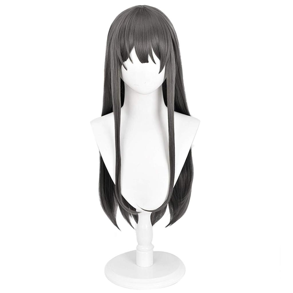Parrucca Cosplay Anime Mai Sakurajima Lunga Grigio Scuro Parrucche Cosplay per Donne Ragazze Capelli Sintetici Resistenti al Calore