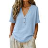 BFCCQB Damen Mode Lässig Sommer Frühling V-Ausschnitt Kurzarm Blusen & Hemden