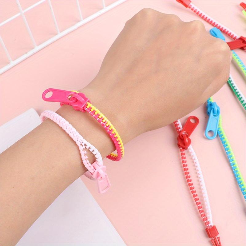 5pcs Dual Color Sensory Zipper Chain Bracelet, Anxiety Relief Fidget for Adults Autism, Wedding Party Favor Gift