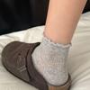 White Mesh Stockings - Summer Lightweight Lace Mid-calf Socks Without Bones - Postpartum Stockings with Low Heel and Shallow Opening