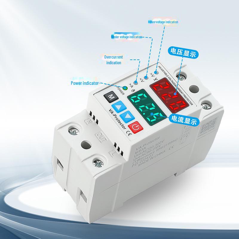 Protector de supra/subtensiune cu ecran dublu cu resetare automată, 40A/63A, 220V pentru uz casnic.