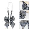Adjustable Pre-Tied Necktie Gray Striped Korean Japanese College Uniform Bowtie