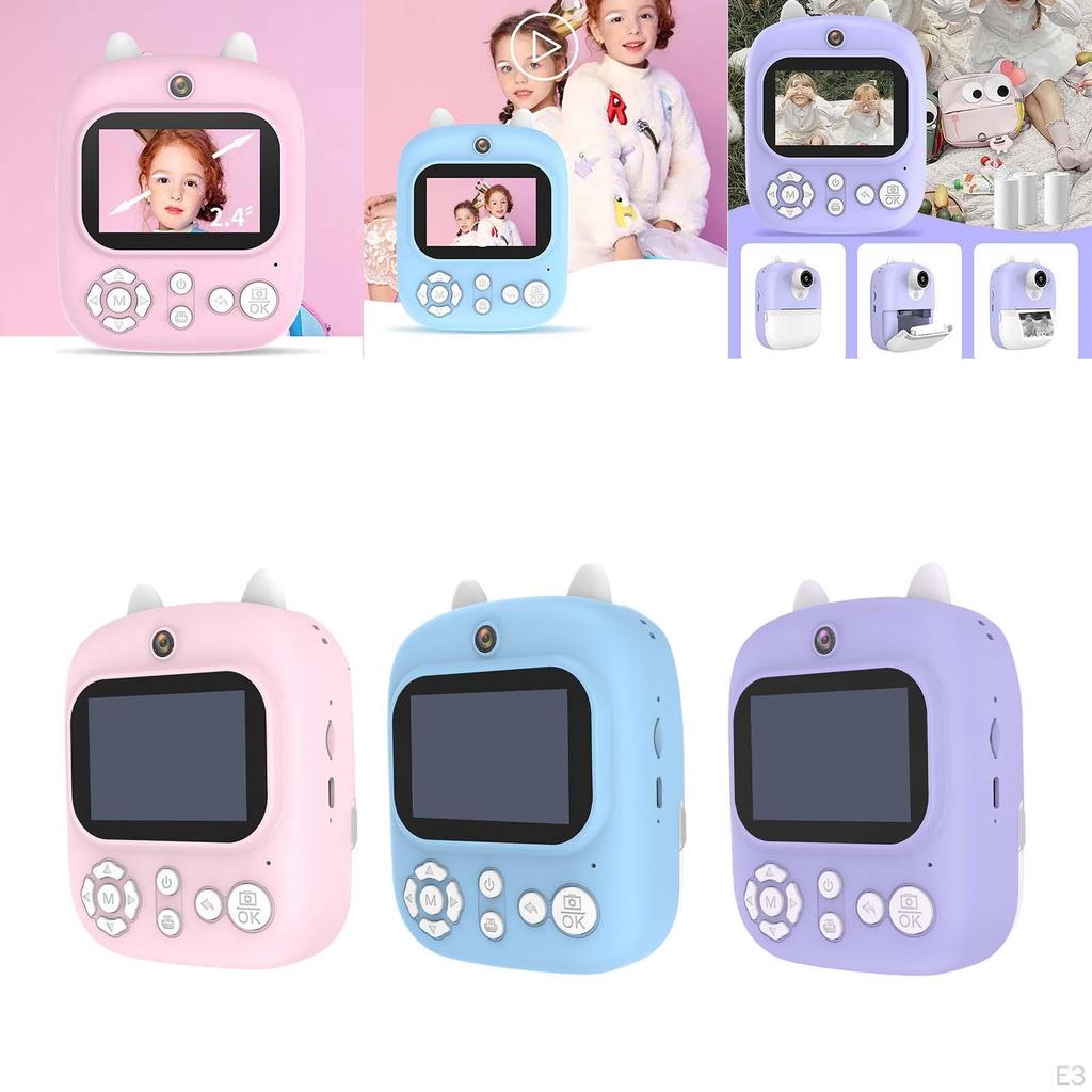 Kids Camera, Digital 1080P No Ink Print Paper 2.4” Screen Toddlers Children