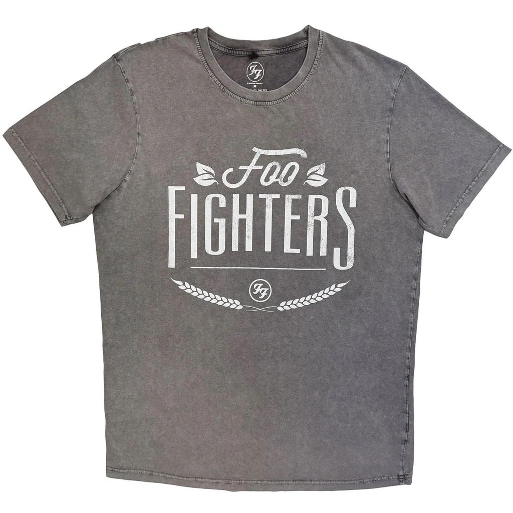 Foo Fighters Stone Wash T-Shirt: Warped Logo (Grey) OFFICIAL NEW